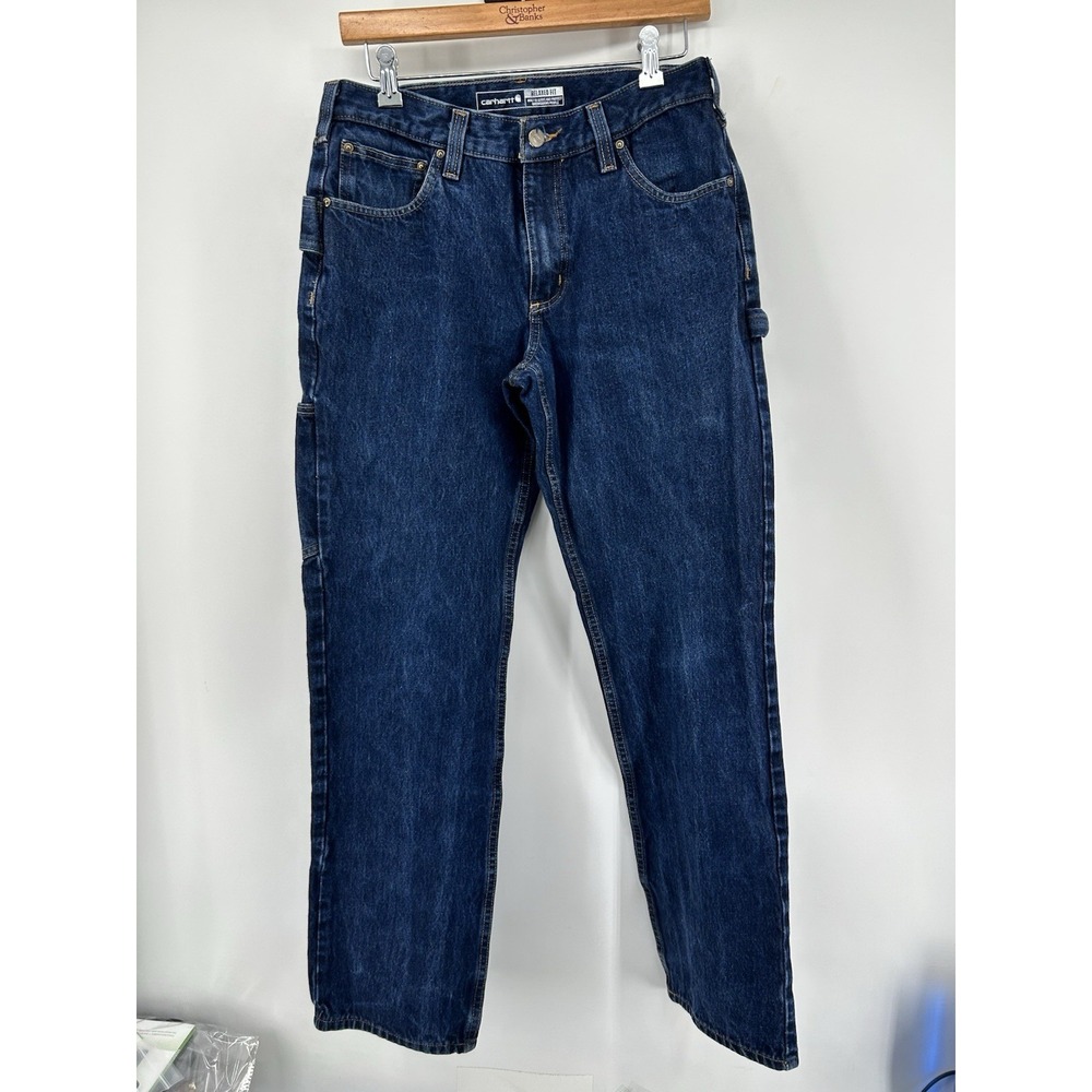 Carhartt Relaxed Fit Flat Front Blue Denim Carpenter Jeans Men's Size 30x32